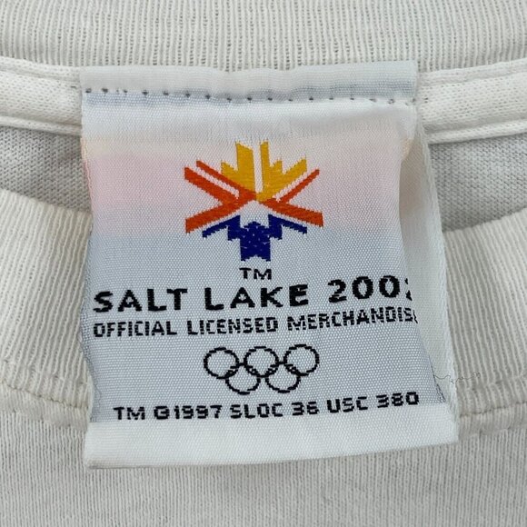 Vintage 2002 Salt Lake City Olympics Adult L Double Sided T-Shirt Tee Distressed - Picture 11 of 13